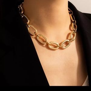 New Boutique Gold Tone Chunky Chain Link Classic Choker Necklace Fashion Jewelry